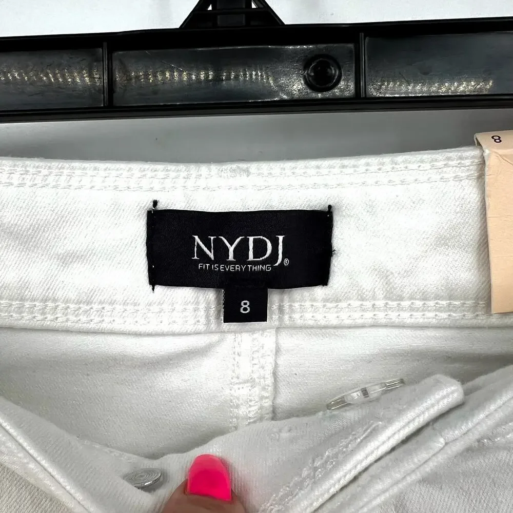 NYDJ Women's Mona Wide Leg Ankle Jeans Size 8 Optic White Denim Trouser NWT